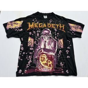 Vintage 1991 Megadeth Rust In Peace Brockum All Over Print T Shirt XL‎ USA